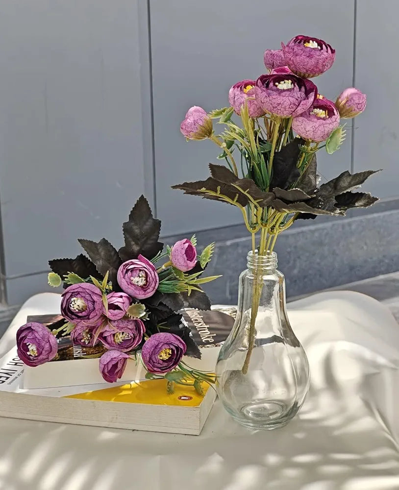 SATYAM KRAFT 2 Pcs Artificial Rose Flower Sticks | Decorative Items for Home Decor, Room, Living Room, Table Centerpiece, Balcony, Office | Perfect for Wedding, Birthday, Enagagement